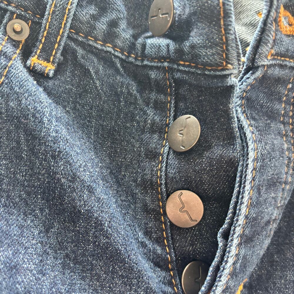 Kimes Ranch Wayne Jeans- Made in USA-Mens 28x32 -Dark Wash Button Fly Western - Picture 3 of 7